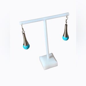 COPY Vintage Western Boho Aztec 925 Sterling Silver Natural Turquoise Earrings